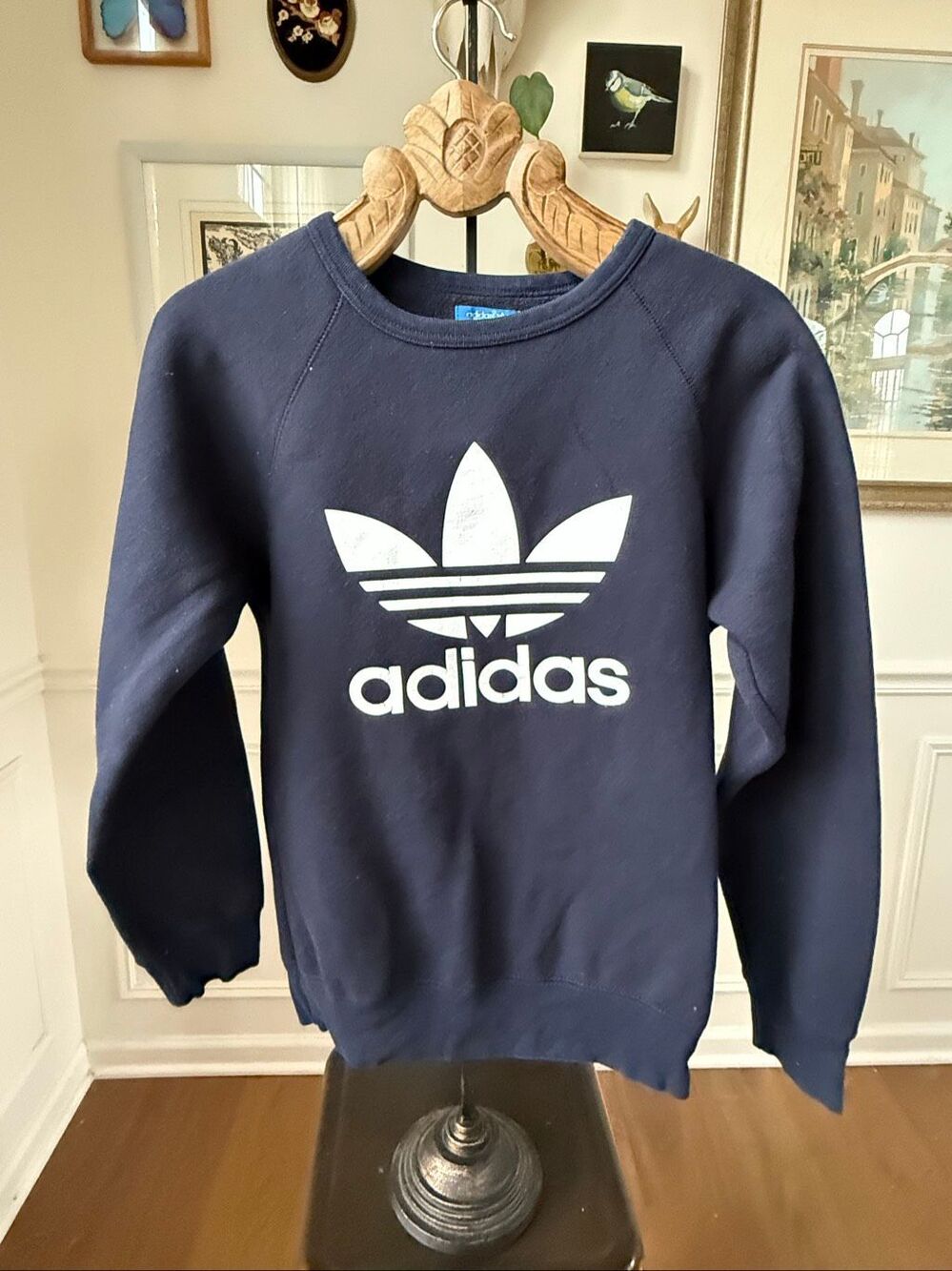 Adidas Navy Blue Trefoil Logo Sweatshirt S
